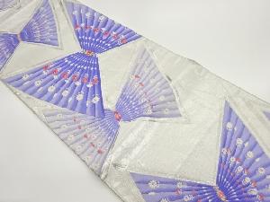 抽象蝶に花々模様織出し袋帯